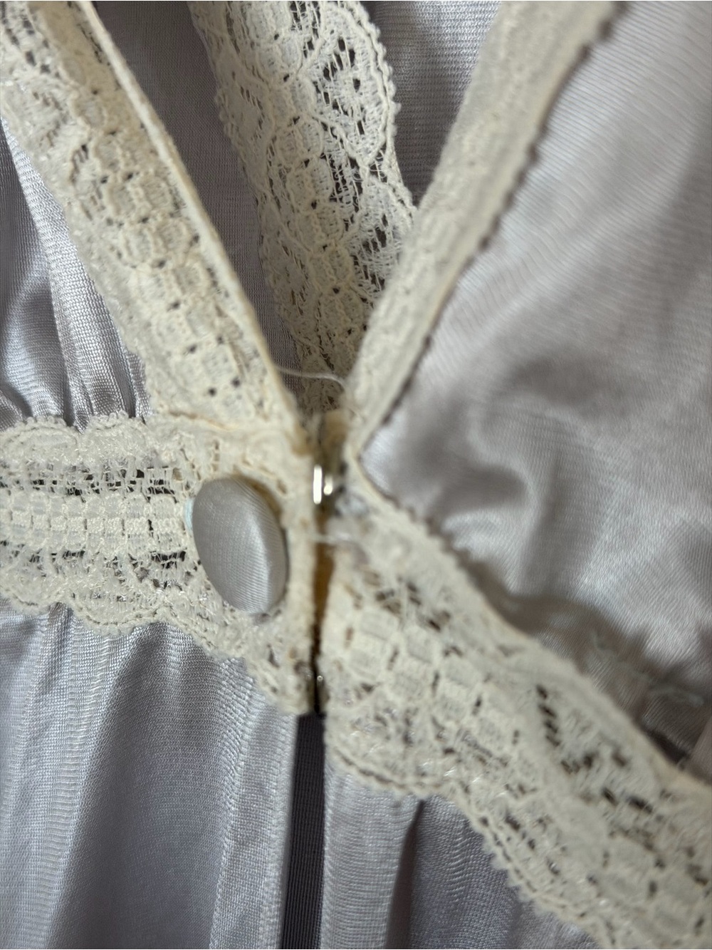 Miss Elaine Lavender Long Vintage Lace-Trim Peignoir Set - Picture 5 of 10